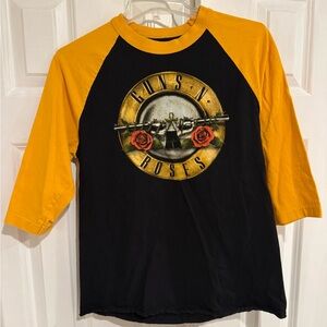 Guns N' Roses Black & Gold Cotton Raglan Band Tee